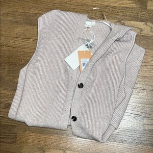 Cozy Beige Hooded Sleeveless Cardigan